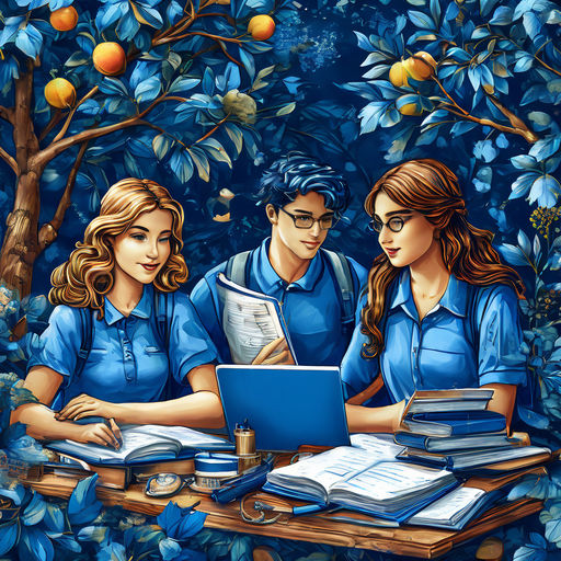 two-or-three-happy-students-at-a-college-papers-library-laptops-pencils-notebooks-trees-etc-